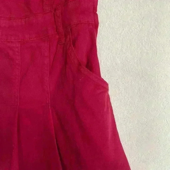 Hausen Malia Romper Dress Strapless Pleated Cranberry Red Playful Coquette L - Picture 5 of 13